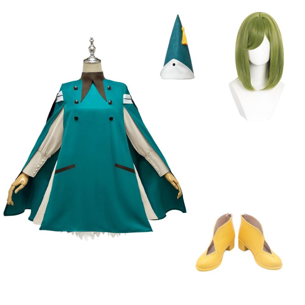 Tongari Boushi no Atelier Coco Women Green Outfit Halloween Carnival Cosplay Costume