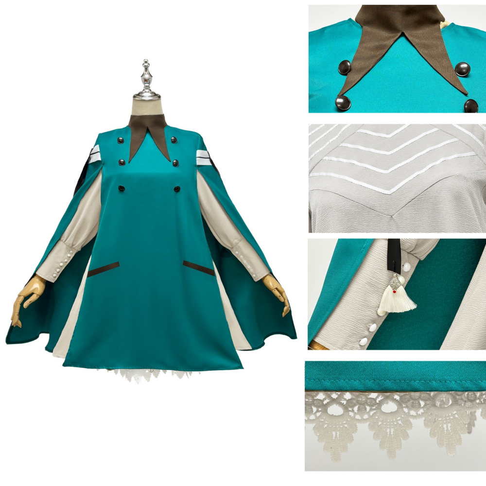 Tongari Boushi no Atelier Coco Women Green Outfit Halloween Carnival Cosplay Costume