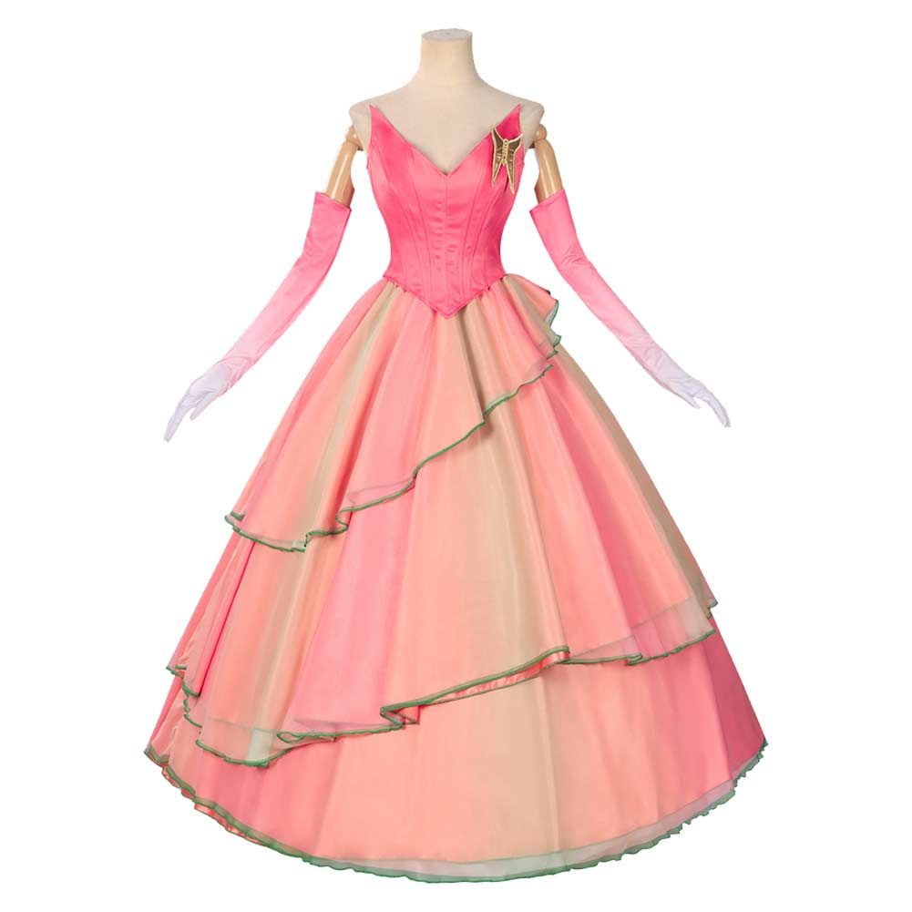 Wicked: For Good Glinda Thank Godness Pink Mesh Gown Ver 2 Halloween Carnival Party Cosplay Costume