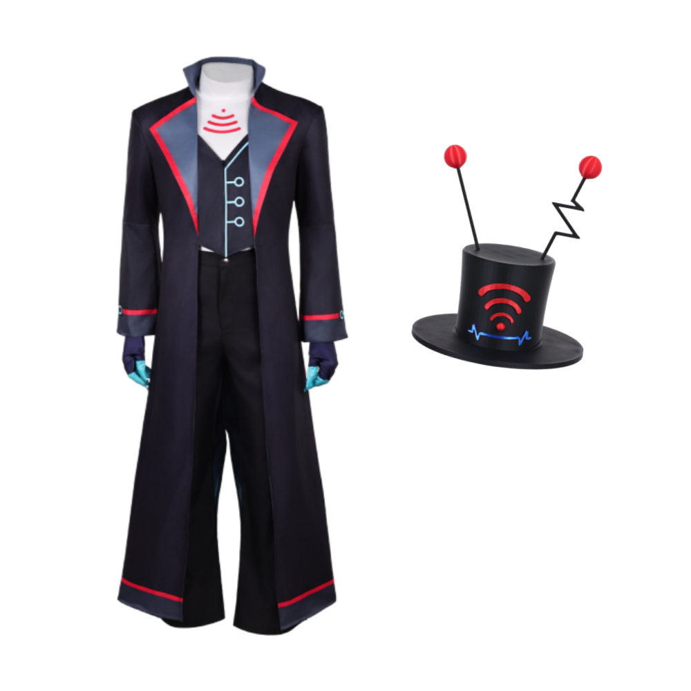 Hazbin Hotel Season 2 Vox Black Long Trench Coat Outfit Halloween Carnival Cosplay Costume