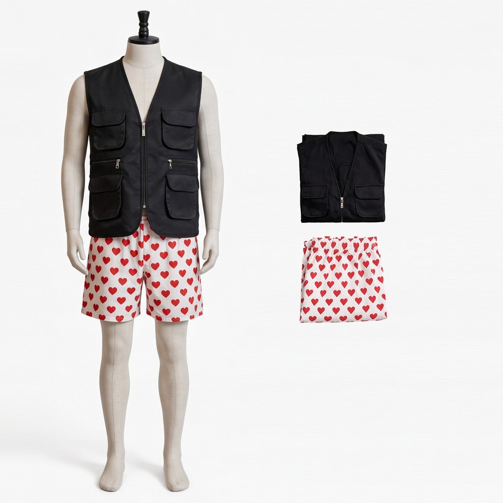 Dungeon Crawler Carl Carl Black Vest and Polka Dot Shorts Outfits Halloween Carnival Cosplay Costume