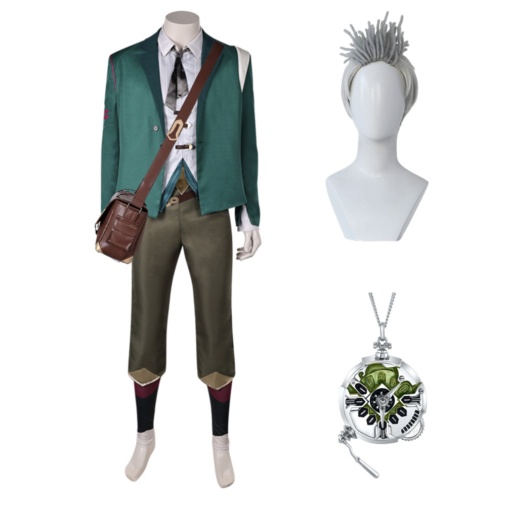Arcane: League of Legends Season 2 Ekko Green Suit Outfits Halloween Carnival Cosplay Costume