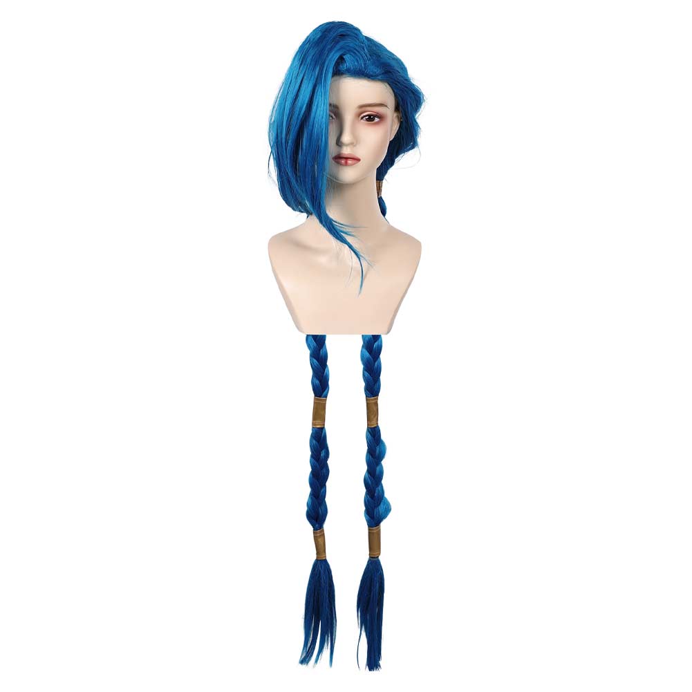 Arcane: League of Legends Season 2 (2024) Jinx Blue Cosplay Wig Heat Resistant Synthetic Hair Halloween Costume Accessories