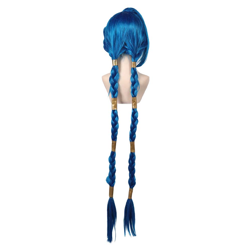 Arcane: League of Legends Season 2 (2024) Jinx Blue Cosplay Wig Heat Resistant Synthetic Hair Halloween Costume Accessories