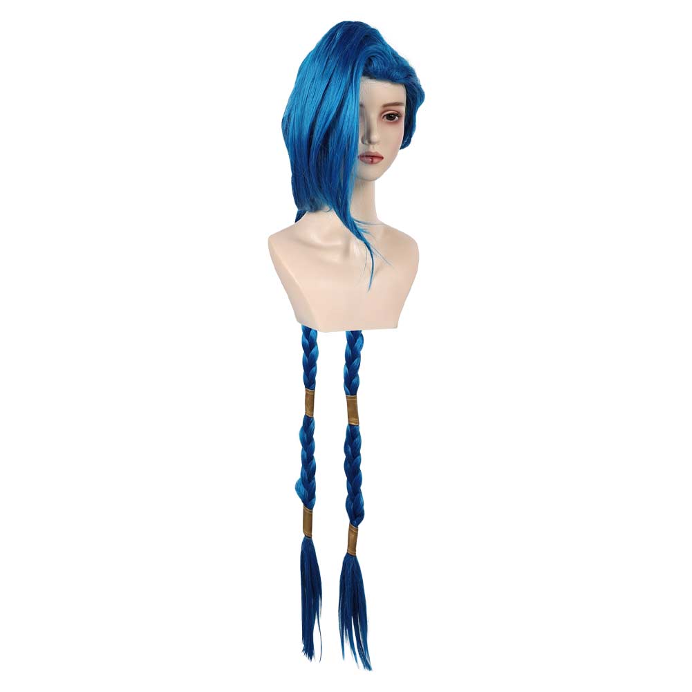 Arcane: League of Legends Season 2 (2024) Jinx Blue Cosplay Wig Heat Resistant Synthetic Hair Halloween Costume Accessories