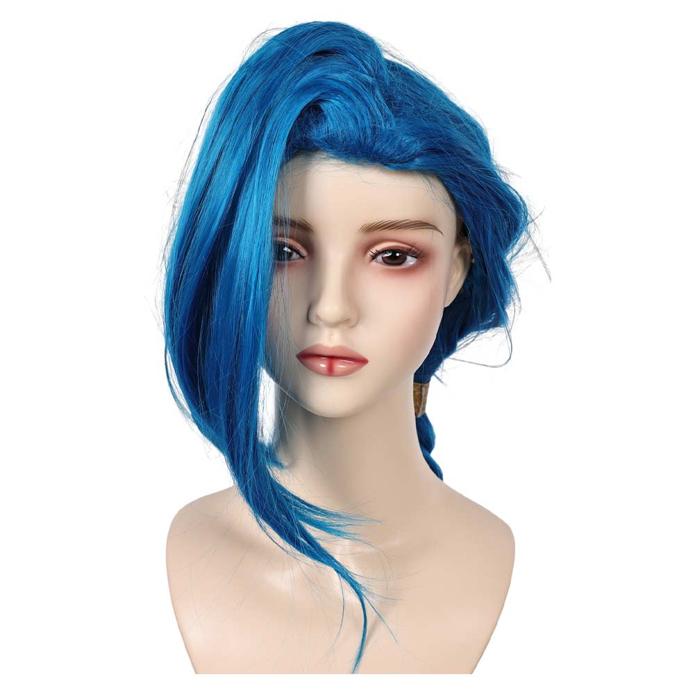 Arcane: League of Legends Season 2 (2024) Jinx Blue Cosplay Wig Heat Resistant Synthetic Hair Halloween Costume Accessories