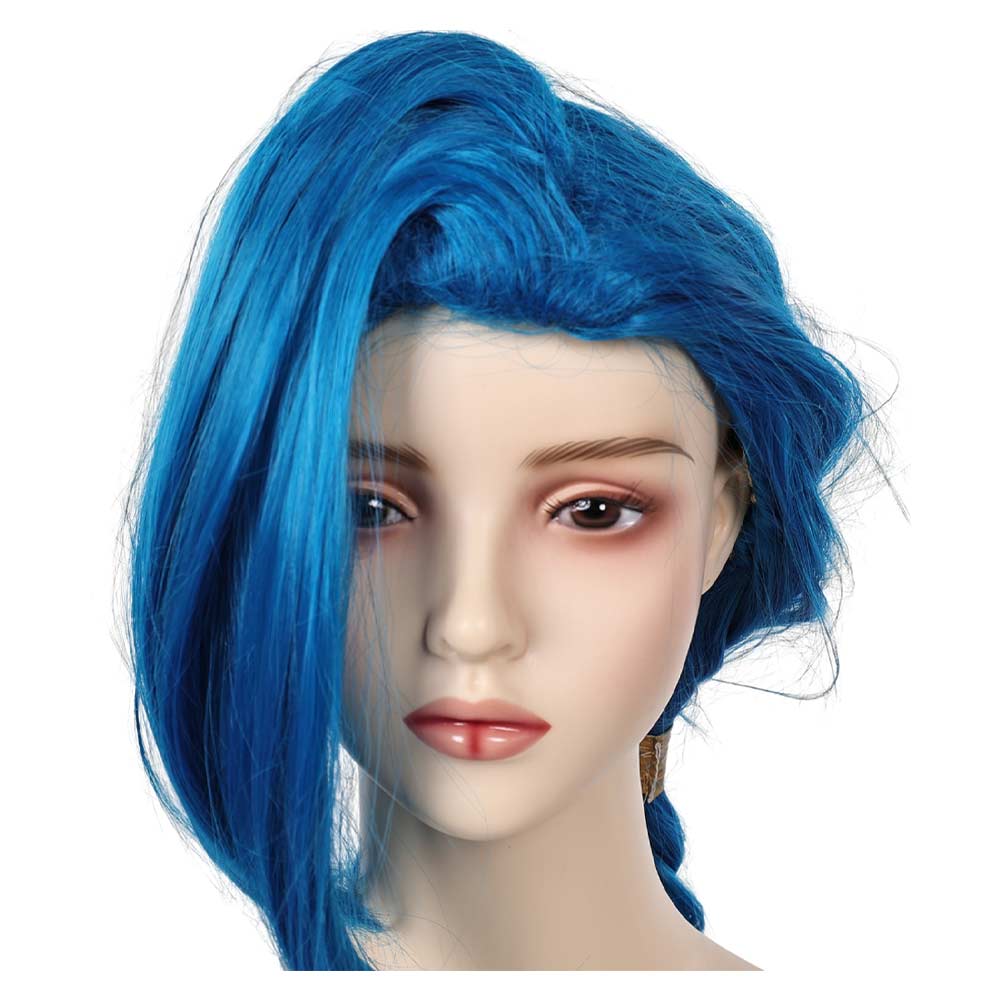 Arcane: League of Legends Season 2 (2024) Jinx Blue Cosplay Wig Heat Resistant Synthetic Hair Halloween Costume Accessories