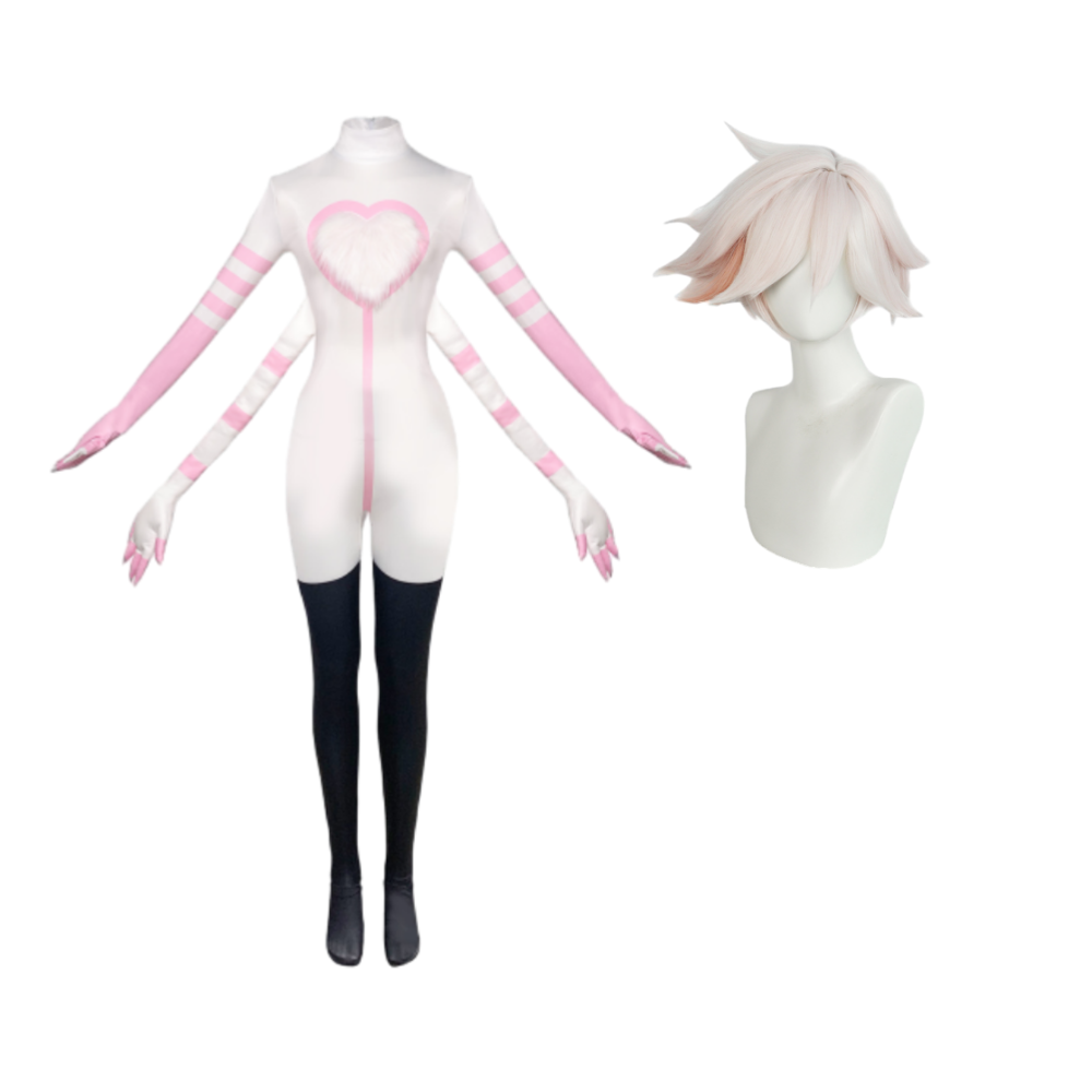 Hazbin Hotel Season 2 Angel Dust Pink White Outfit Milk Silk Halloween Carnival Cosplay Costume 