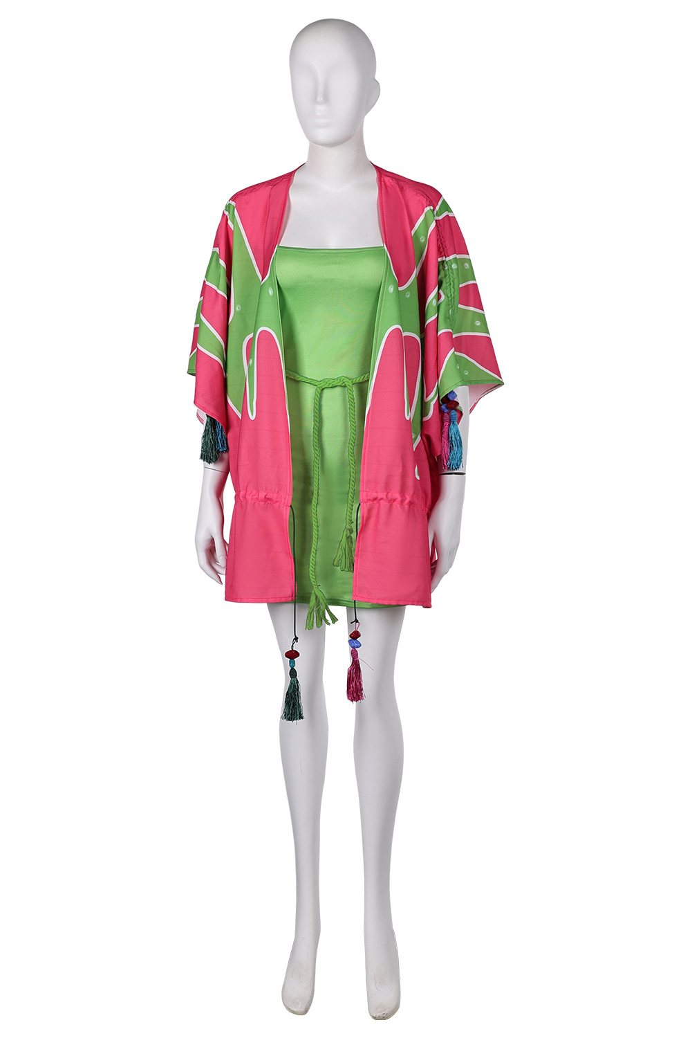 ABBA Agnetha Faltskong Retro 70s Pink Printed Robe Dress Set Outfits Halloween Carnival Suit Cosplay Costume