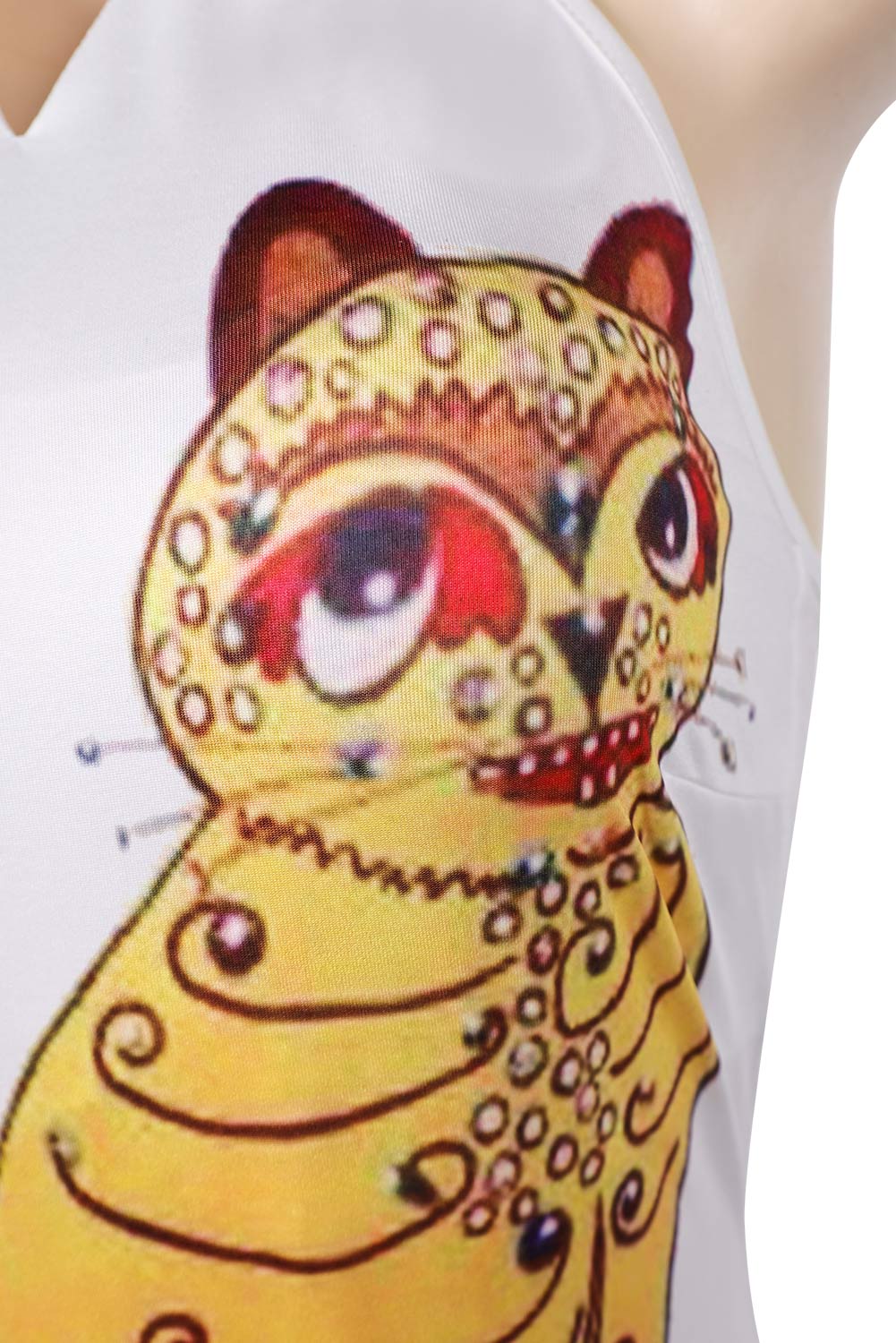 ABBA Anni-Frid Synni Lyngstad Retro 70S Disco Yellow Cat Printed Swimsuits Outfits Halloween Carnival Suit Cosplay Costume Original Design