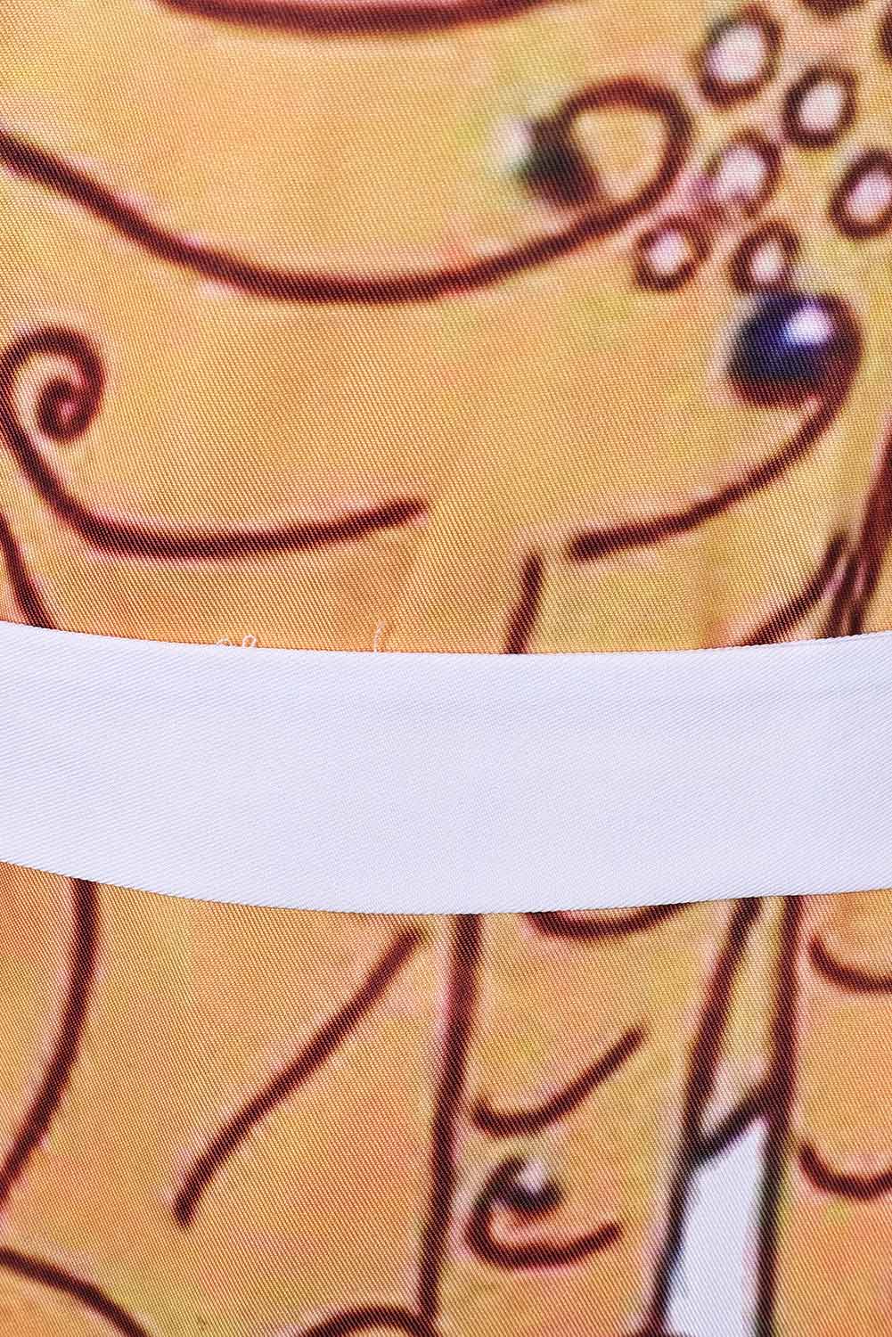 ABBA Anni-Frid Synni Lyngstad Retro 70S Style Vintage Yellow Printed Dress Outfits Halloween Carnival Suit Cosplay Costume