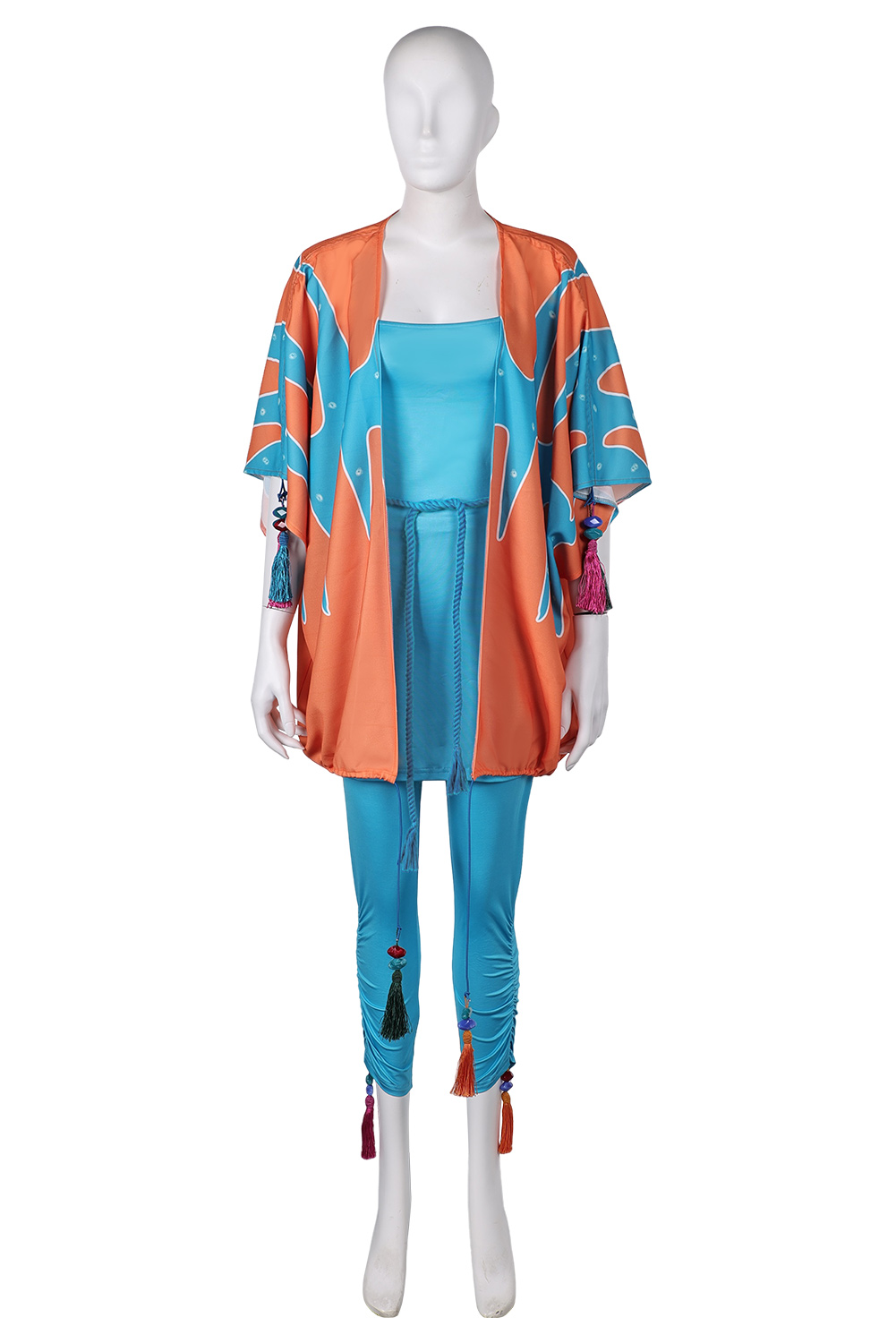 ABBA Anni-Frid Synni Lyngstad Retro 70s Blue Printed Set Outfits Halloween Carnival Suit Cosplay Costume