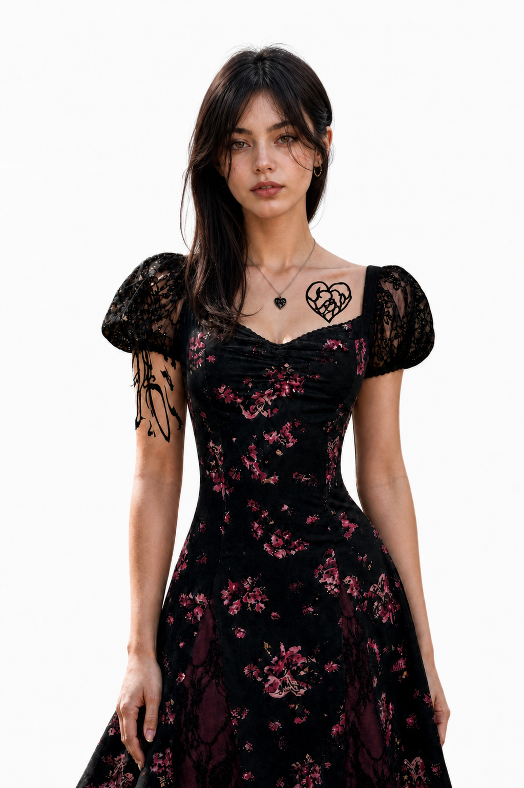 Obsession Nikki Women Black Printed Dress Outfits Halloween Carnival Cosplay Costume