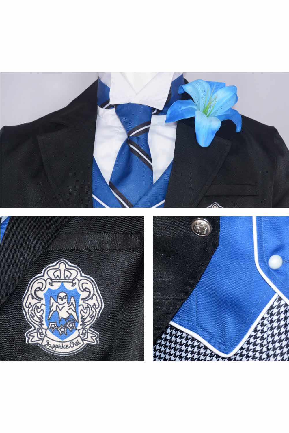 Anime Black Butler Season 4: Public School Arc Lawrence Bluewer Black Uniform Outfit Halloween Cosplay Costume