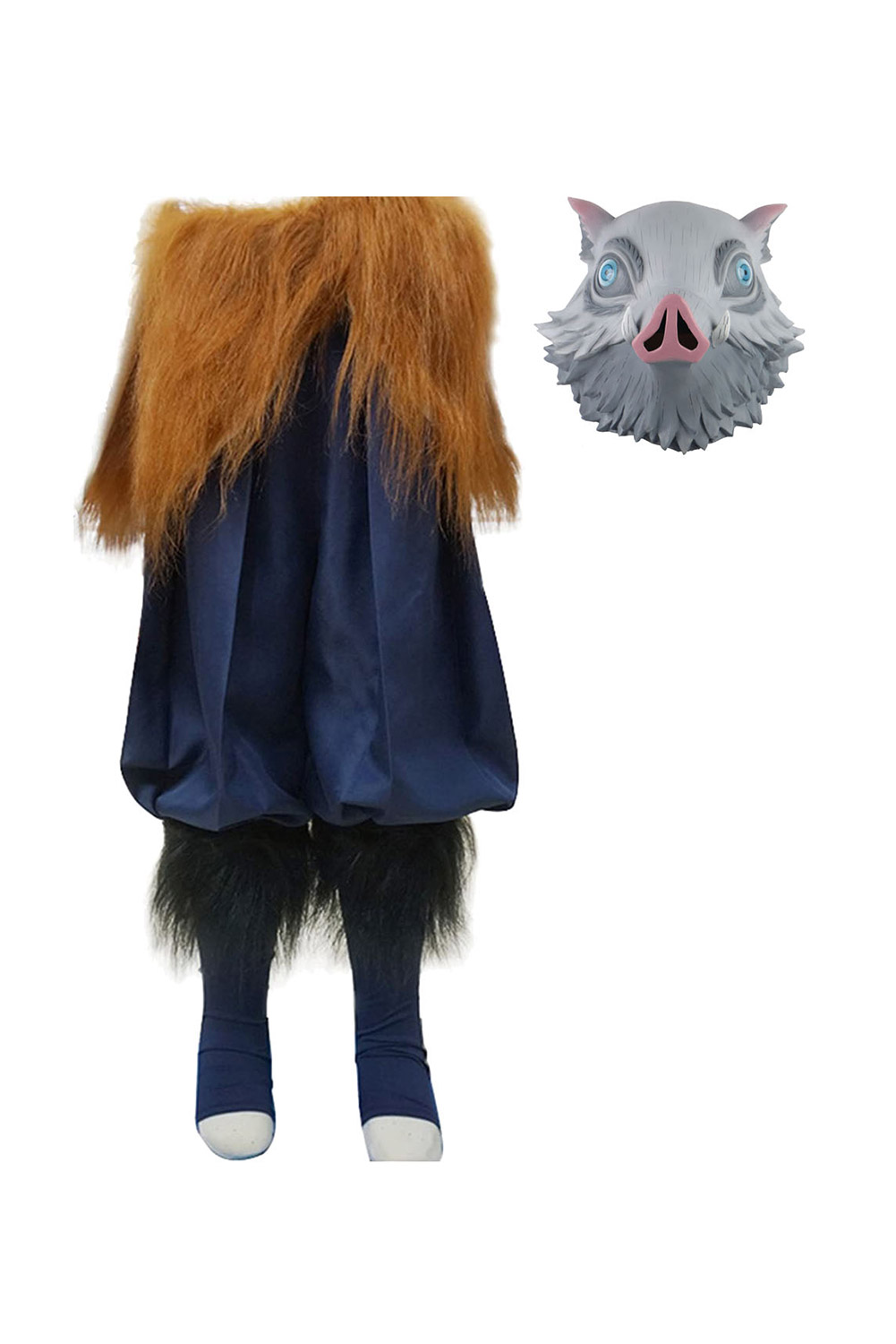Anime Demon Slayer Hashibira Inosuke Kids Children Full Set With Mask Outfits Halloween Carnival Suit Cosplay Costume
