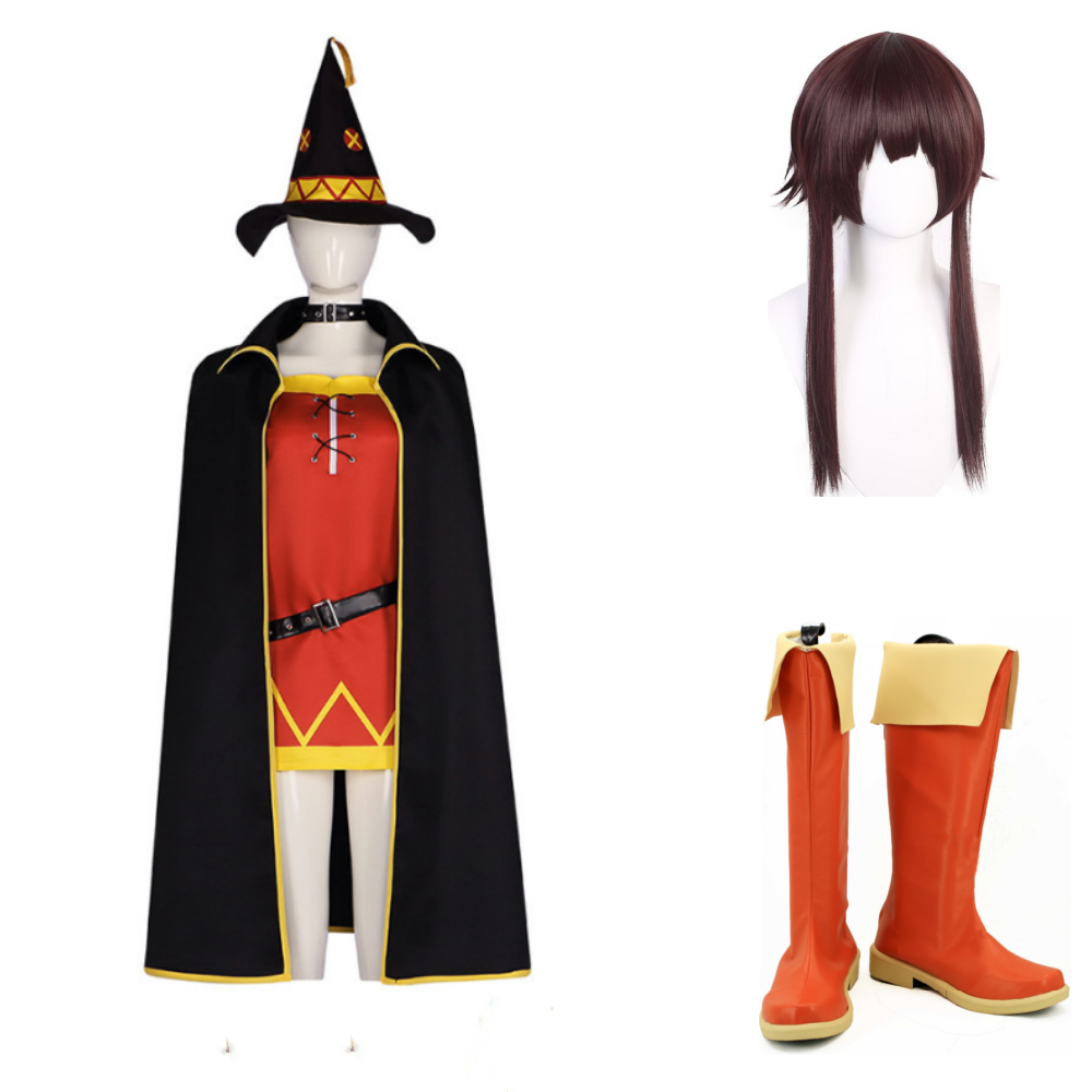 Anime KonoSuba: God's Blessing on This Wonderful World! 3 Megumin Full Set Outfits Halloween Carnival Suit Cosplay Costume