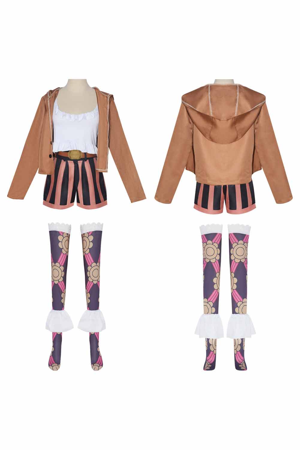 Anime One Piece Jewelry Bonney Women Brown Suit Outfits Halloween Carnival Suit Cosplay Costume