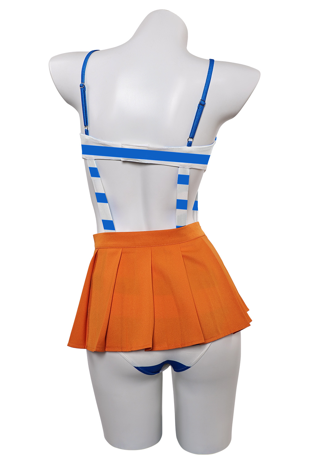 Anime One Piece Nami Blue Striped Top Orange Skirt Set Swimsuit Outfits Halloween Carnival Suit Cosplay Costume