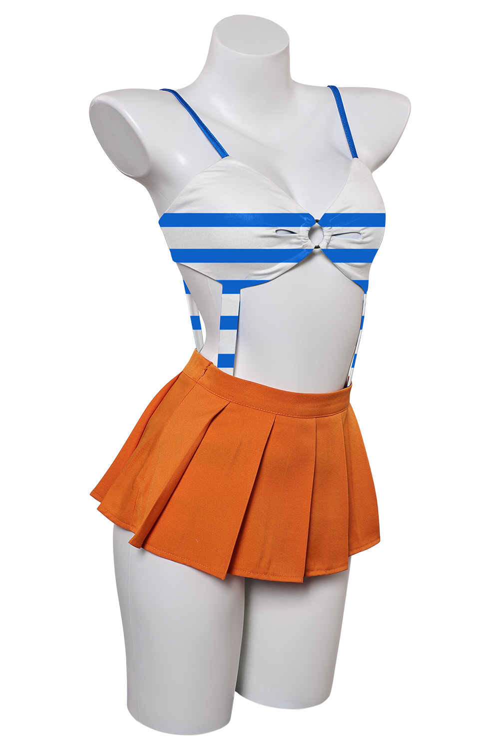 Anime One Piece Nami Blue Striped Top Orange Skirt Set Swimsuit Outfits Halloween Carnival Suit Cosplay Costume
