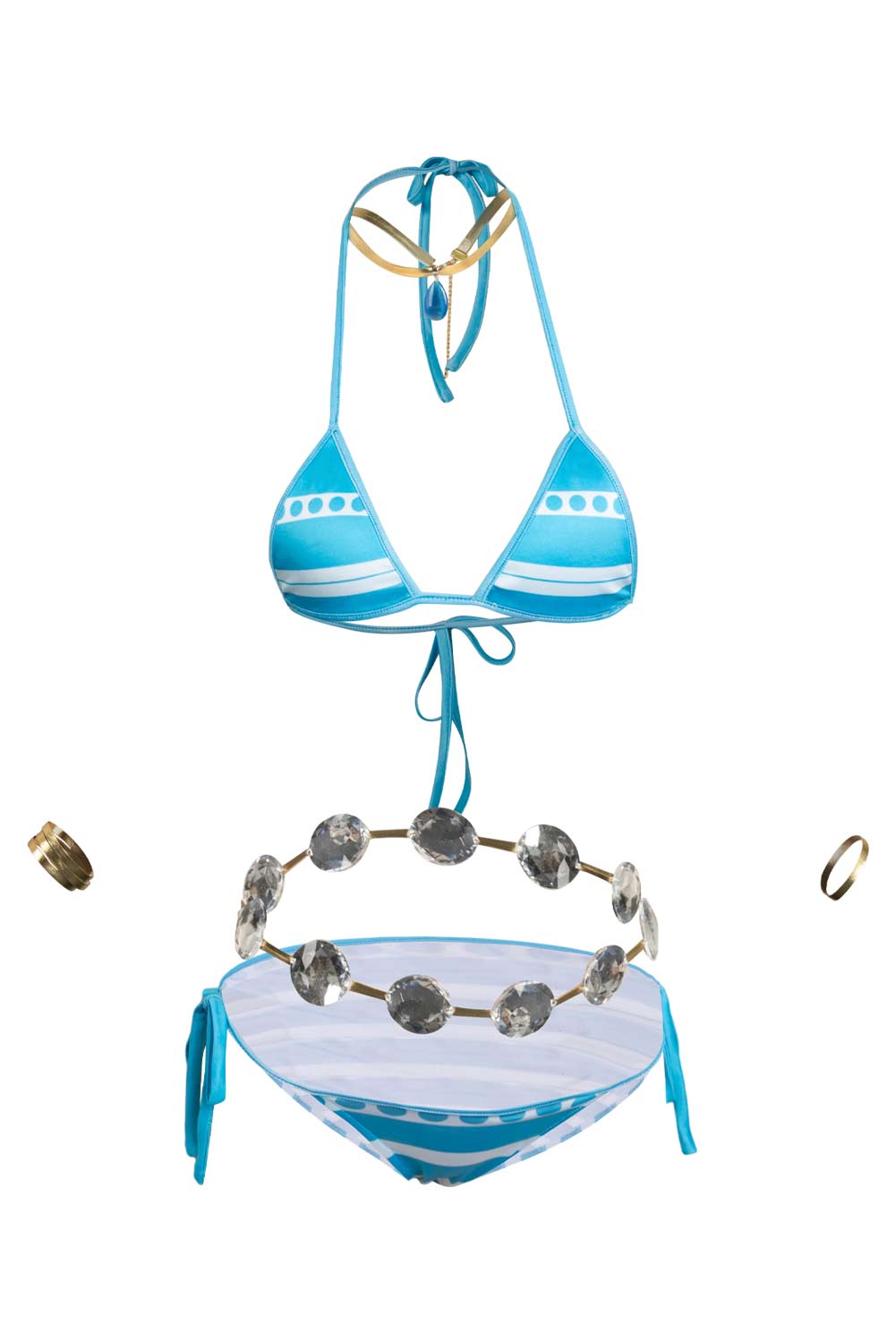 Anime One Piece Nami Blue Top Bottoms 5 Piece Bikinis Set Swimsuit Outfits Halloween Carnival Suit Cosplay Costume