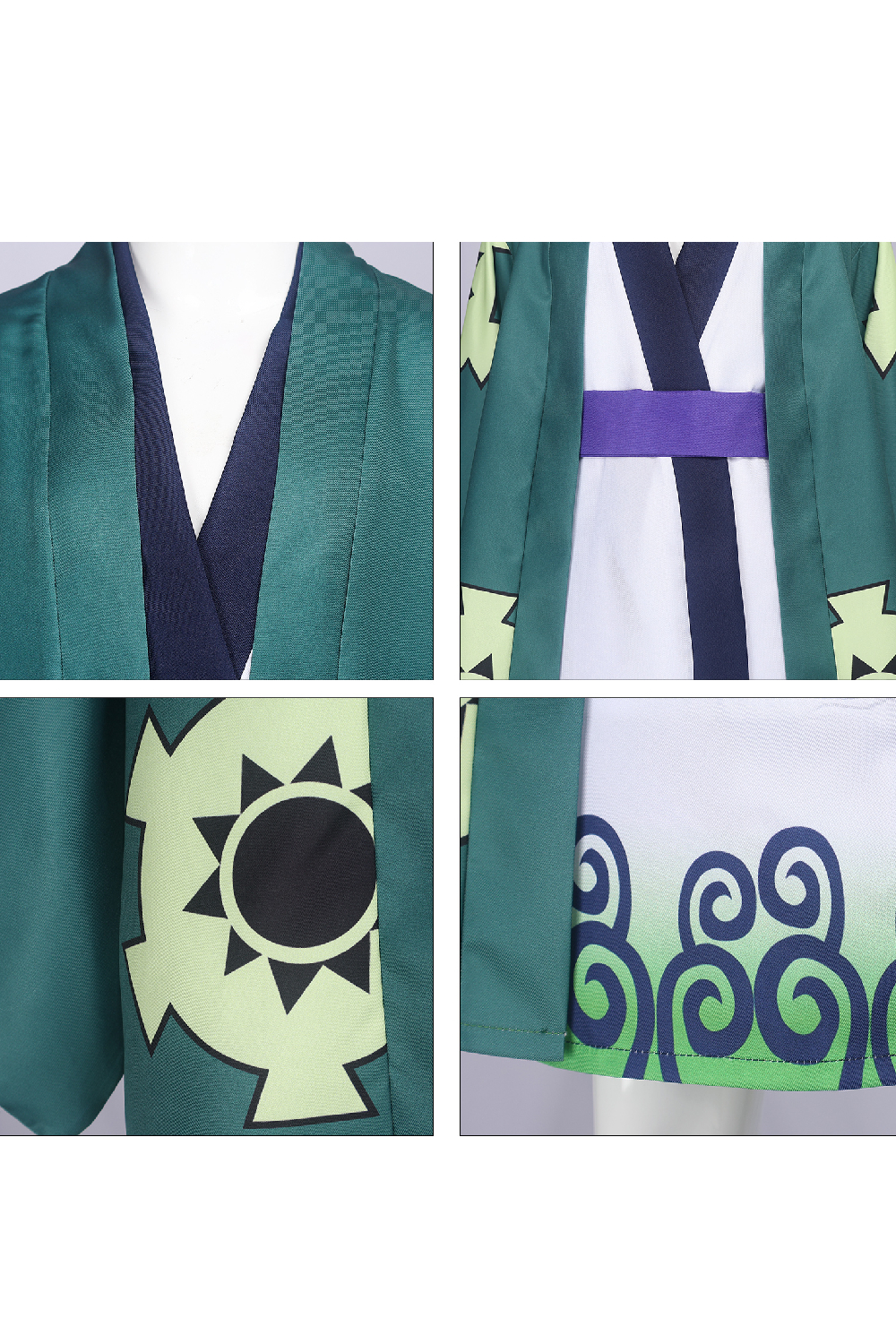 Anime One Piece Wano Country Roronoa Zoro Kids Boys Outfits Halloween Carnival Suit Cosplay Costume 