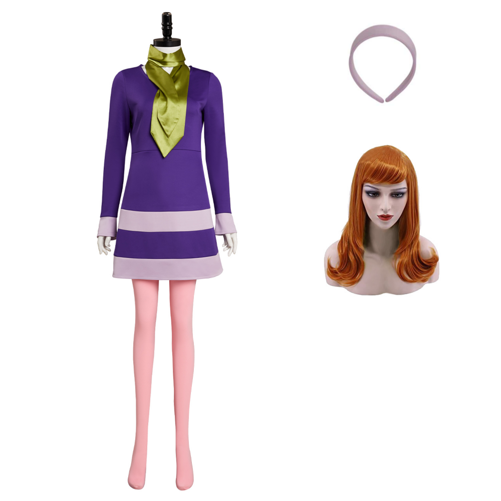 Anime Scooby Doo Where Are You Daphne Blake Cosplay Costume Skirt Dress Festival Outfit 