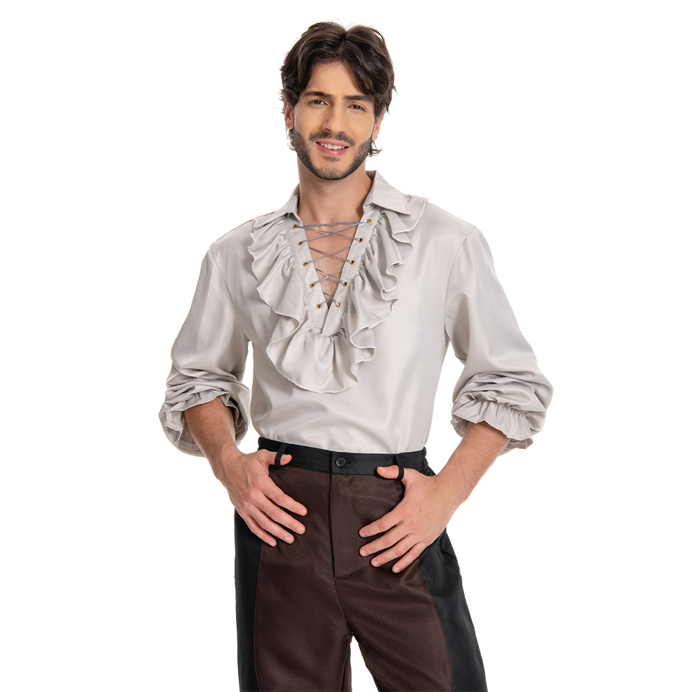 Baldur's Gate 3 Astarion Medieval Shirt Outfits Wig Shirt Set Halloween Carnival Suit Cosplay Costume