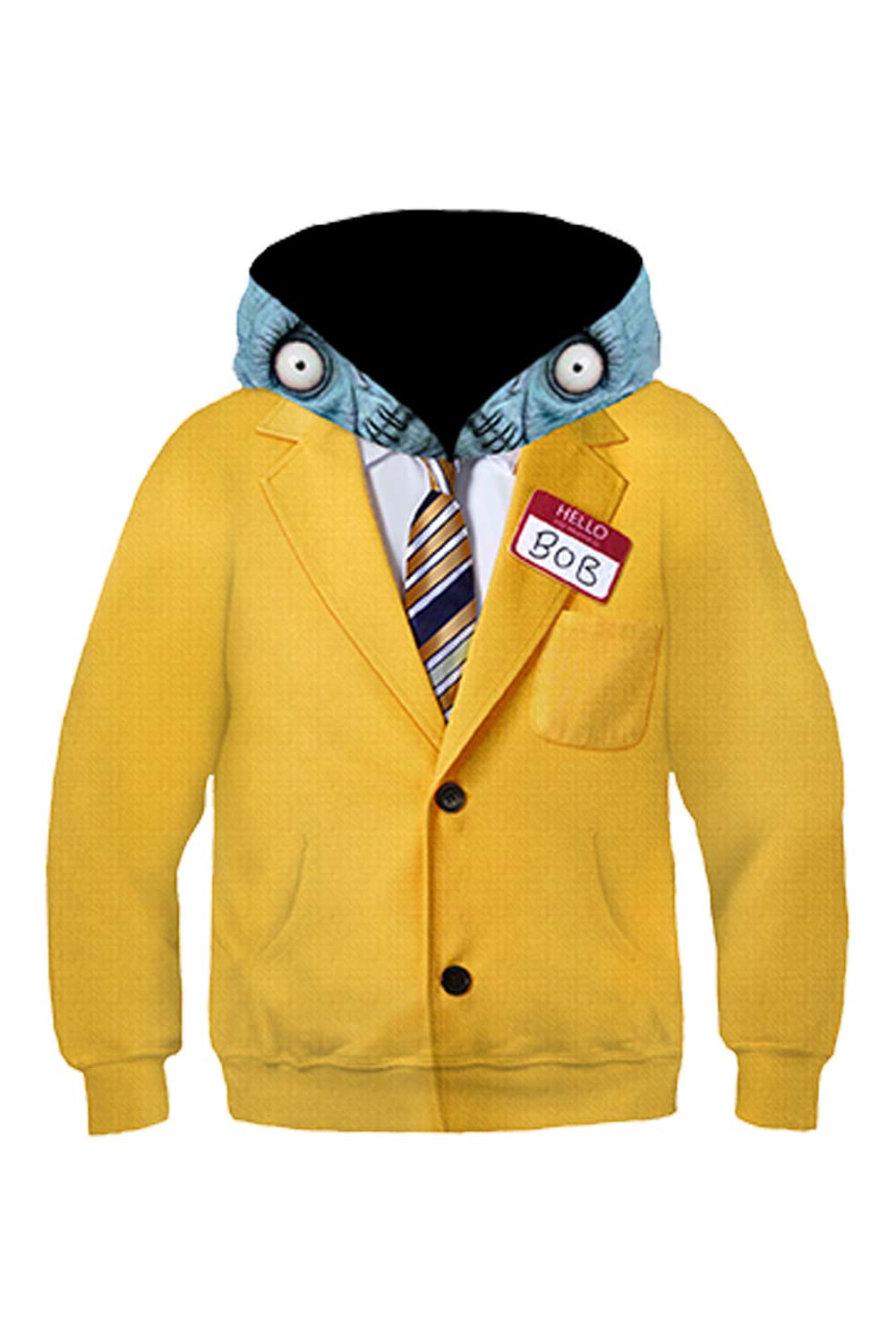 Beetlejuice 2 Bob-Shrinker Shrunken Head Yellow Pullover Hoodie Outfits Halloween Cosplay Costume