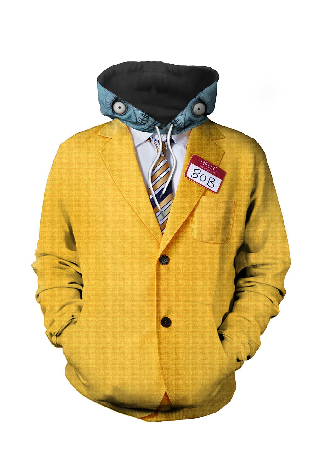 Beetlejuice 2 Bob-Shrinker Shrunken Head Yellow Pullover Hoodie Outfits Halloween Cosplay Costume