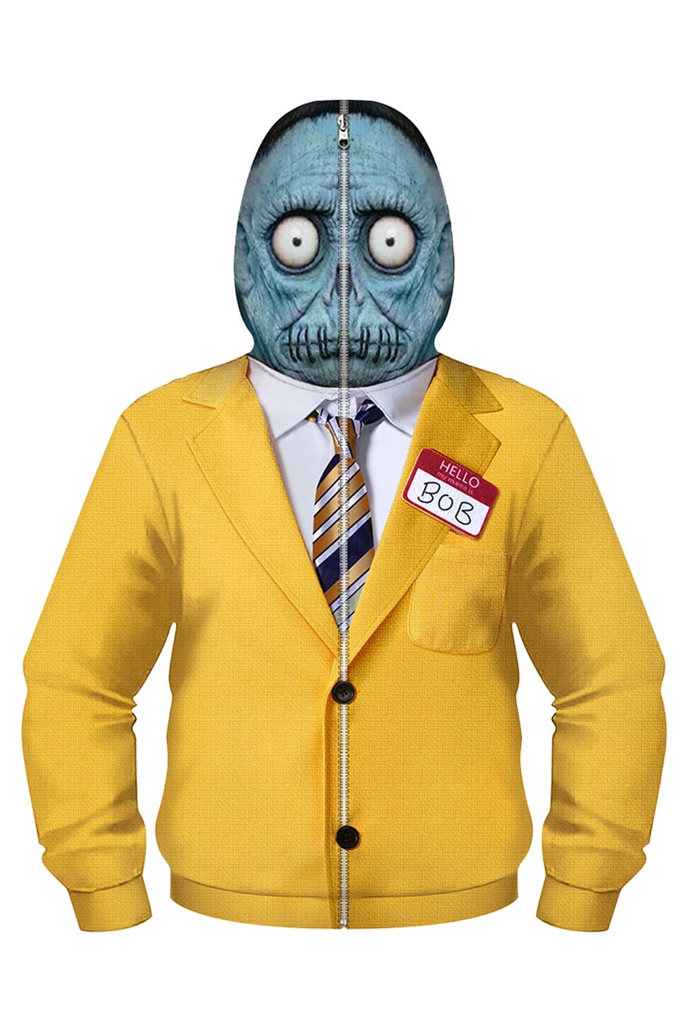 Beetlejuice 2 Bob-Shrinker Shrunken Head Yellow Zip Up Hoodie Outfits Halloween Cosplay Costume