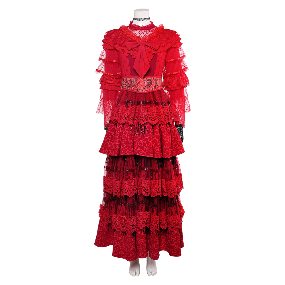Beetlejuice the Musical Lydia Deetz Red Wedding Dress Halloween Carnival Party Cosplay Costume