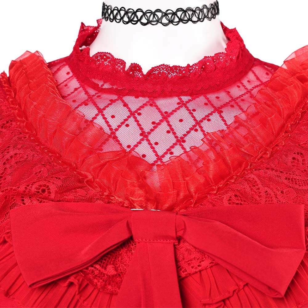 Beetlejuice the Musical Lydia Deetz Red Wedding Dress Halloween Carnival Party Cosplay Costume