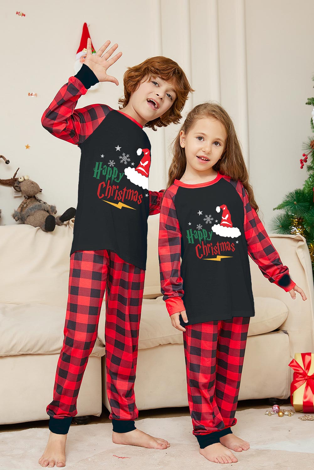 Christmas Kids Children Red Pajamas Outfits Halloween Carnival Suit Cosplay Costume