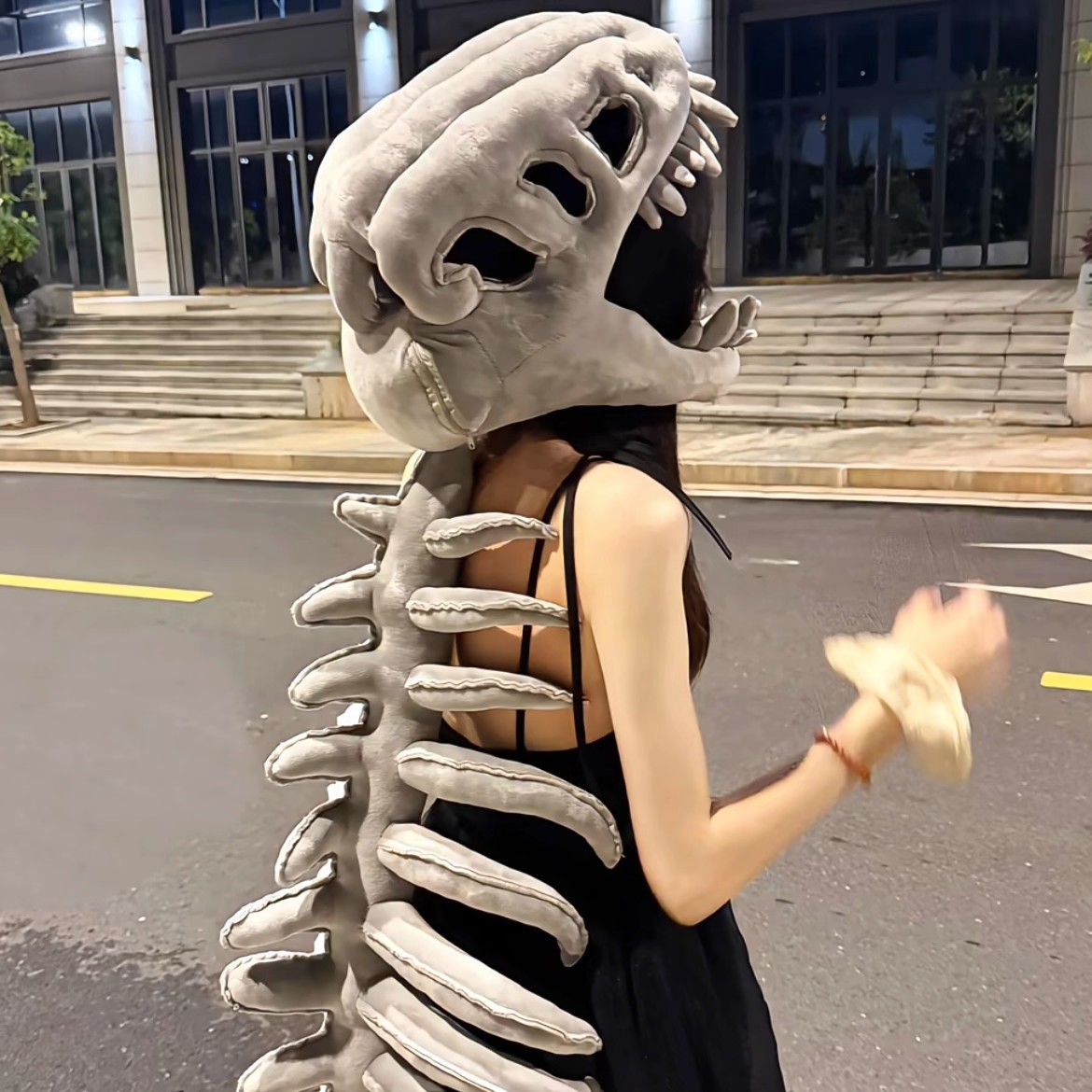 Toy Gray Dinosaur Skeleton Headpiece Cosplay Prop Halloween Carnival Costume Accessories