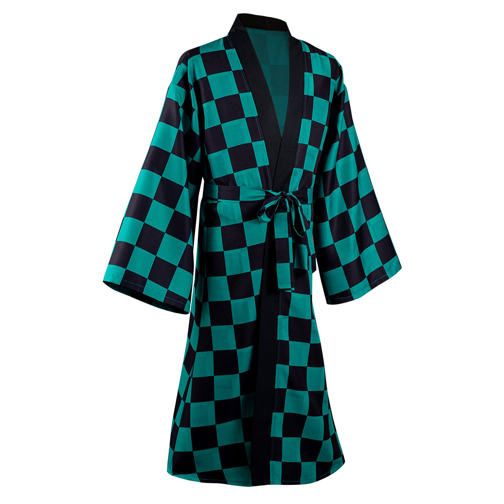 Demon Slayer Kamado Tanjirou Cosplay Costume Halloween Carnival Suit with Earrings Belt