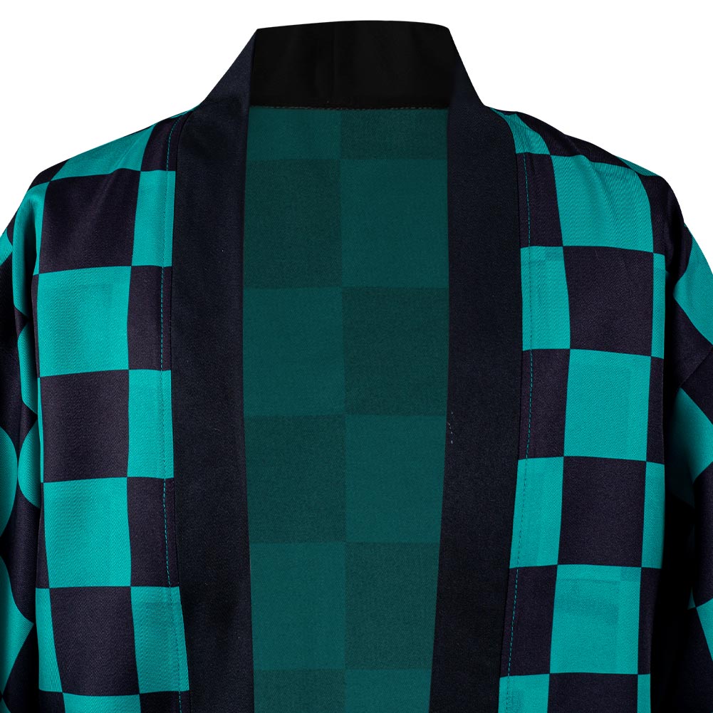 Demon Slayer Kamado Tanjirou Cosplay Costume Halloween Carnival Suit with Earrings Belt