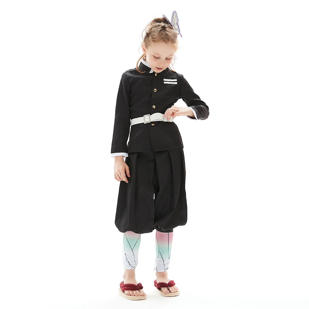 Demon Slayer Kochou Shinobu Cosplay Costume Kids Children Uniform Outfit Halloween Carnival Suit