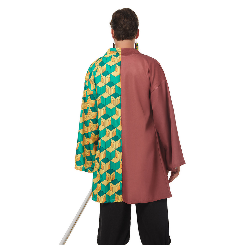 Demon Slayer Tomioka Giyuu Halloween Carnival Suit Cosplay Costume with Earrings Belt