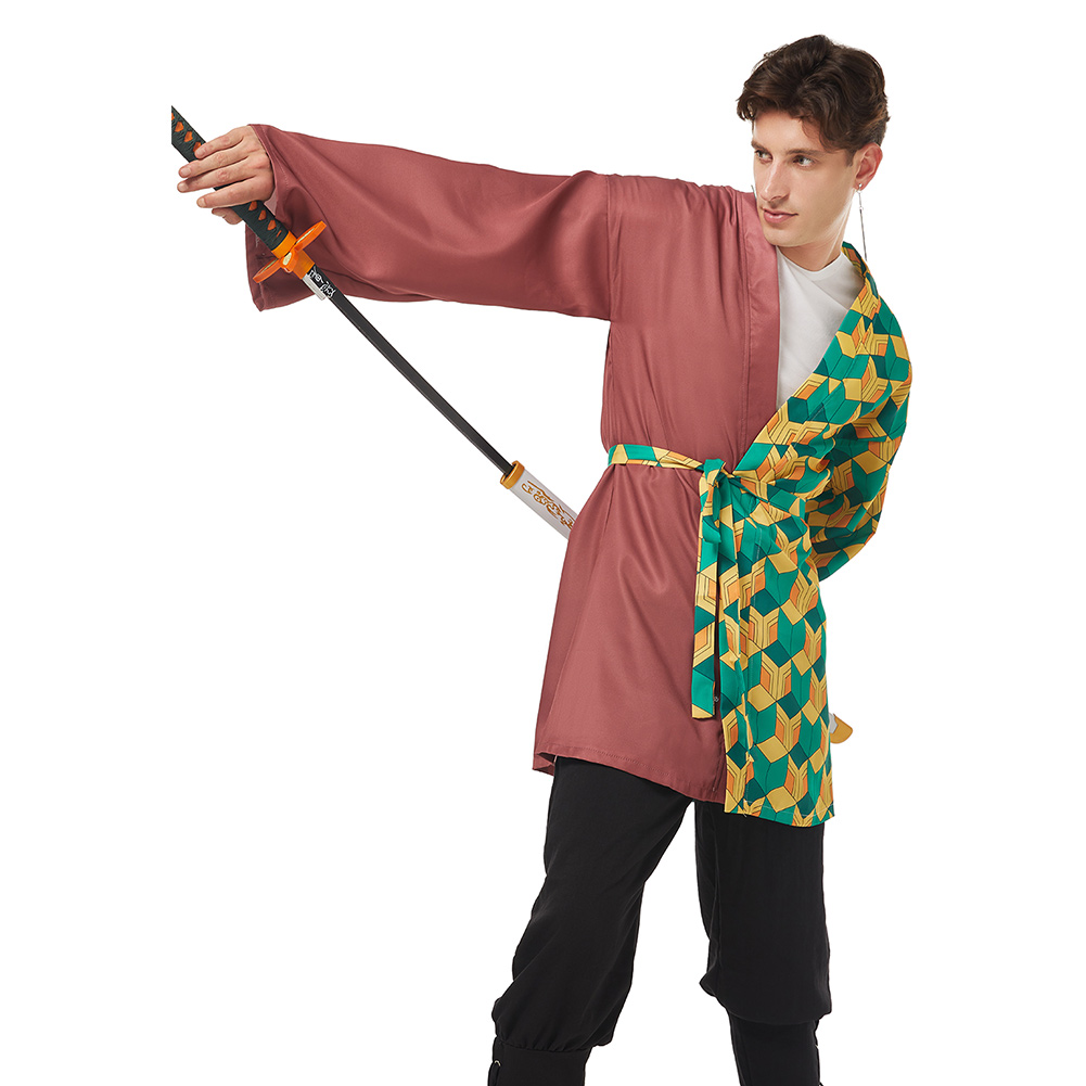 Demon Slayer Tomioka Giyuu Halloween Carnival Suit Cosplay Costume with Earrings Belt