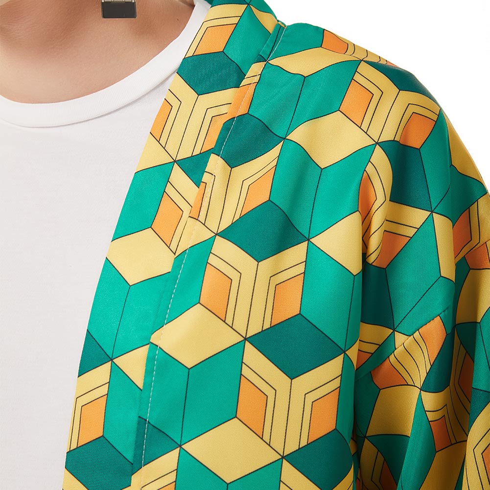 Demon Slayer Tomioka Giyuu Halloween Carnival Suit Cosplay Costume with Earrings Belt