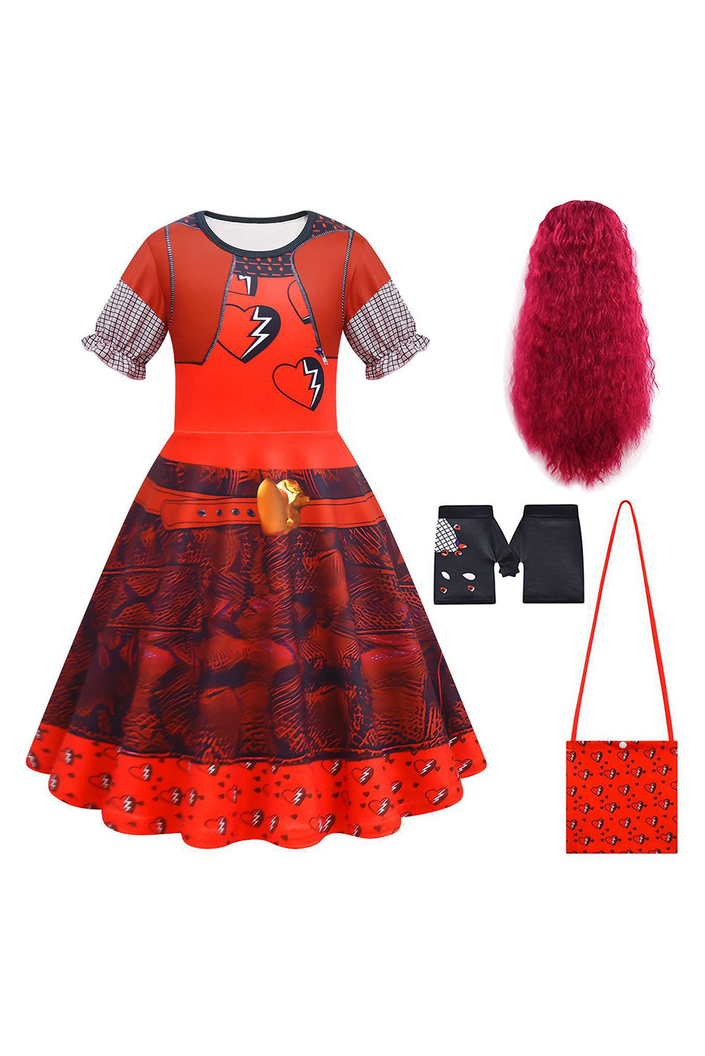 Descendants: The Rise of Red Kids Girls Red Outfits Set Halloween Carnival Suit Cosplay Costume