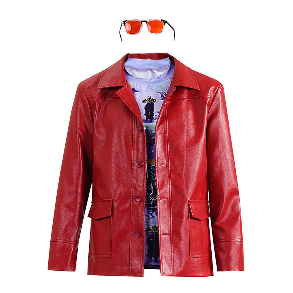 Fight Club Tyler Durden Men Red Jacket Shirt Sunglasses Set Halloween Carnival Party Cosplay Costume