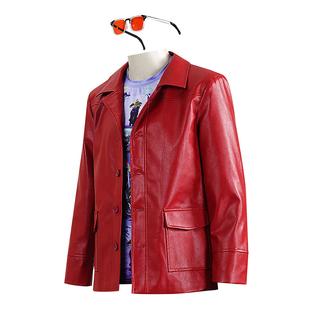 Fight Club Tyler Durden Men Red Jacket Shirt Sunglasses Set Halloween Carnival Party Cosplay Costume