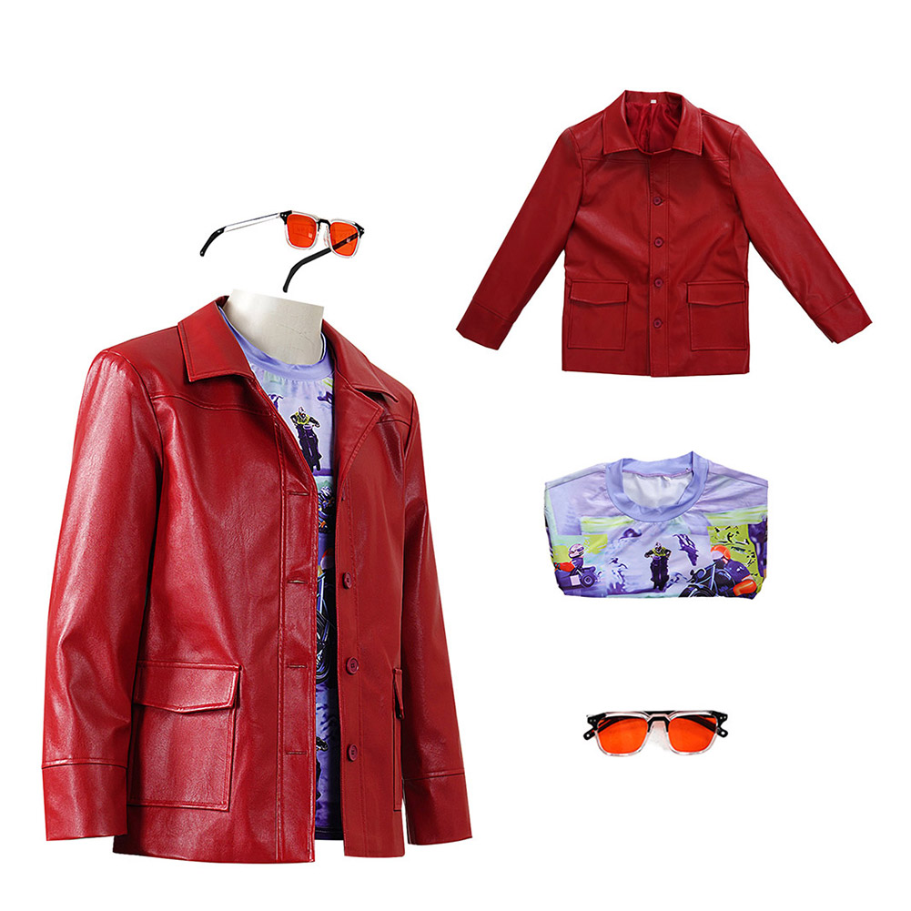Fight Club Tyler Durden Men Red Jacket Shirt Sunglasses Set Halloween Carnival Party Cosplay Costume