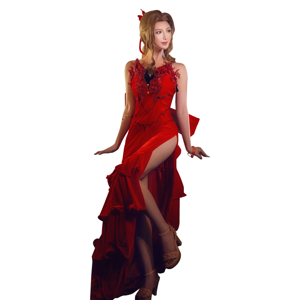 Final Fantasy VII Remake Aerith Aeris Gainsborough Outfits Cosplay Costume Halloween Carnival Suit