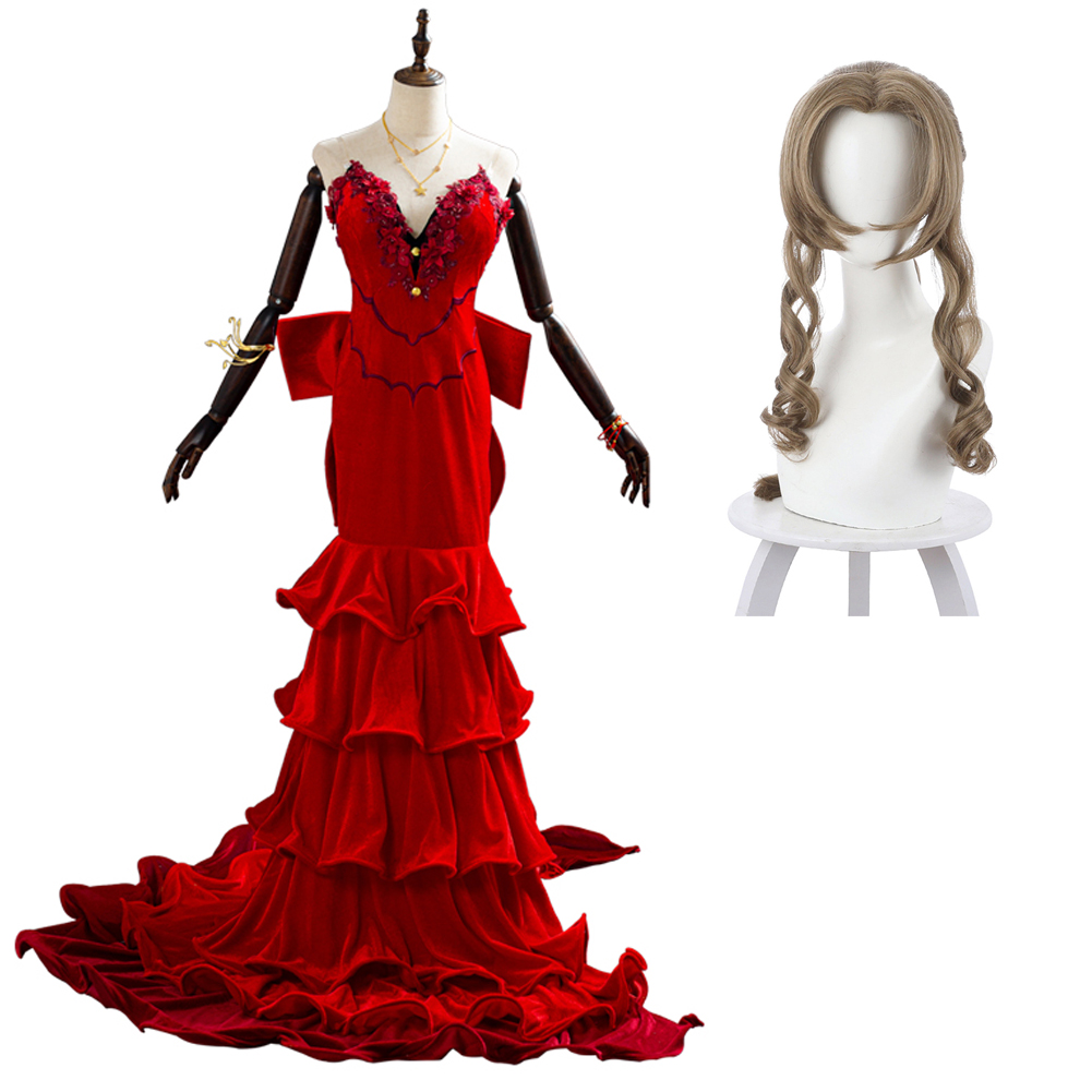 Final Fantasy VII Remake Aerith Aeris Gainsborough Outfits Cosplay Costume Halloween Carnival Suit