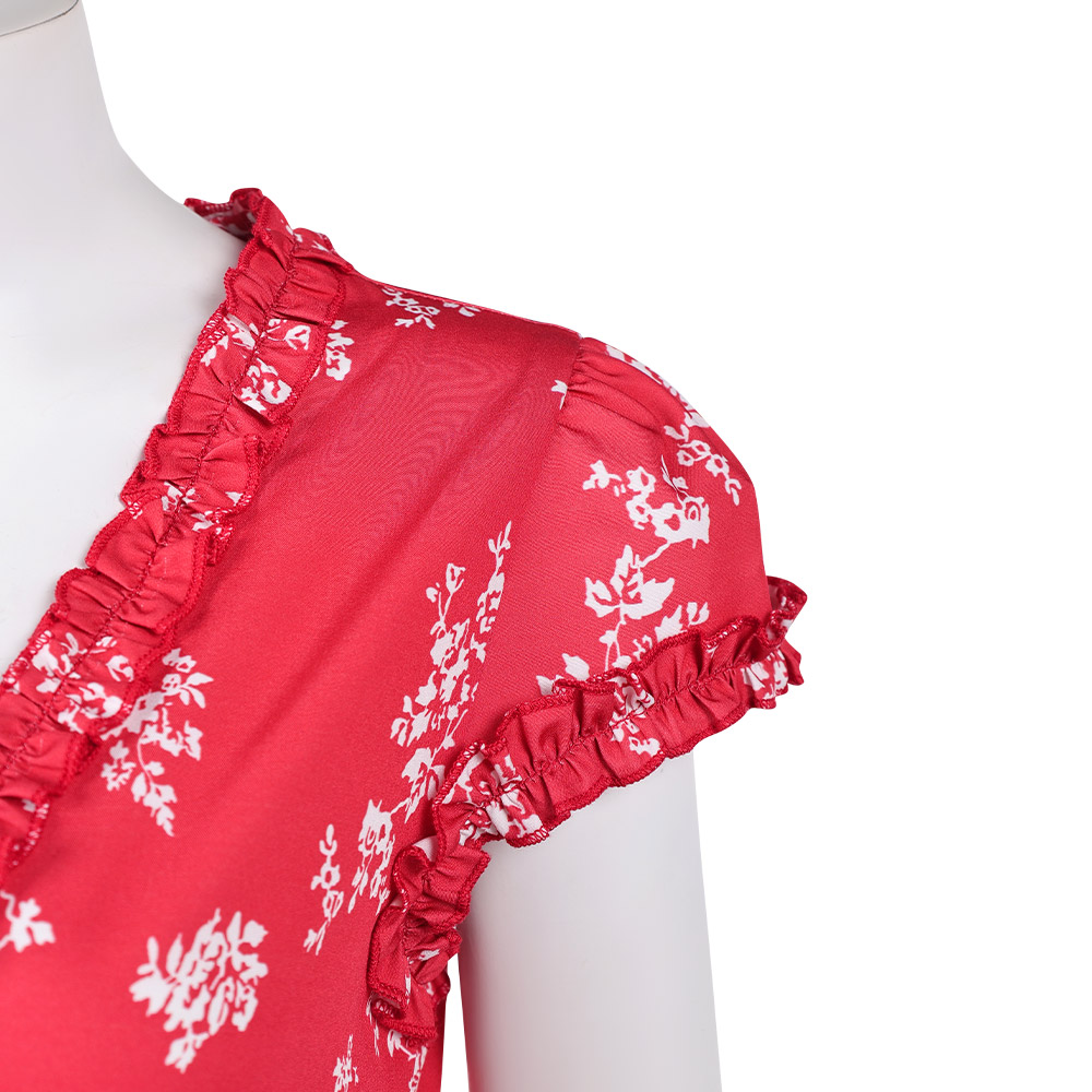 Fleabag Season 2 Fleabag Women Red Printed Dress Halloween Carnival Party Cosplay Costume