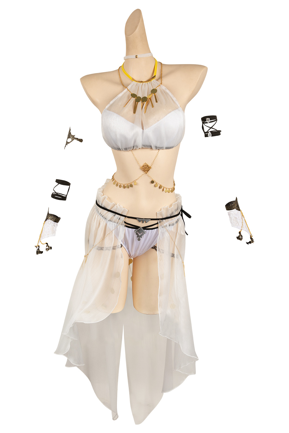 Game Final Fantasy Tifa Lockhart White Mesh Cover Ups Swimsuit Set Outfits Halloween Carnival Suit Cosplay Costume