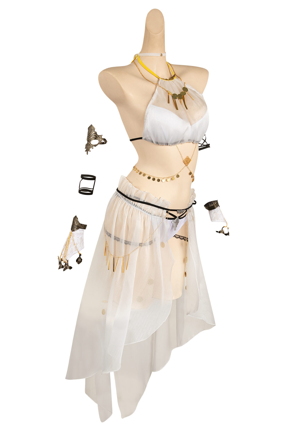 Game Final Fantasy Tifa Lockhart White Mesh Cover Ups Swimsuit Set Outfits Halloween Carnival Suit Cosplay Costume