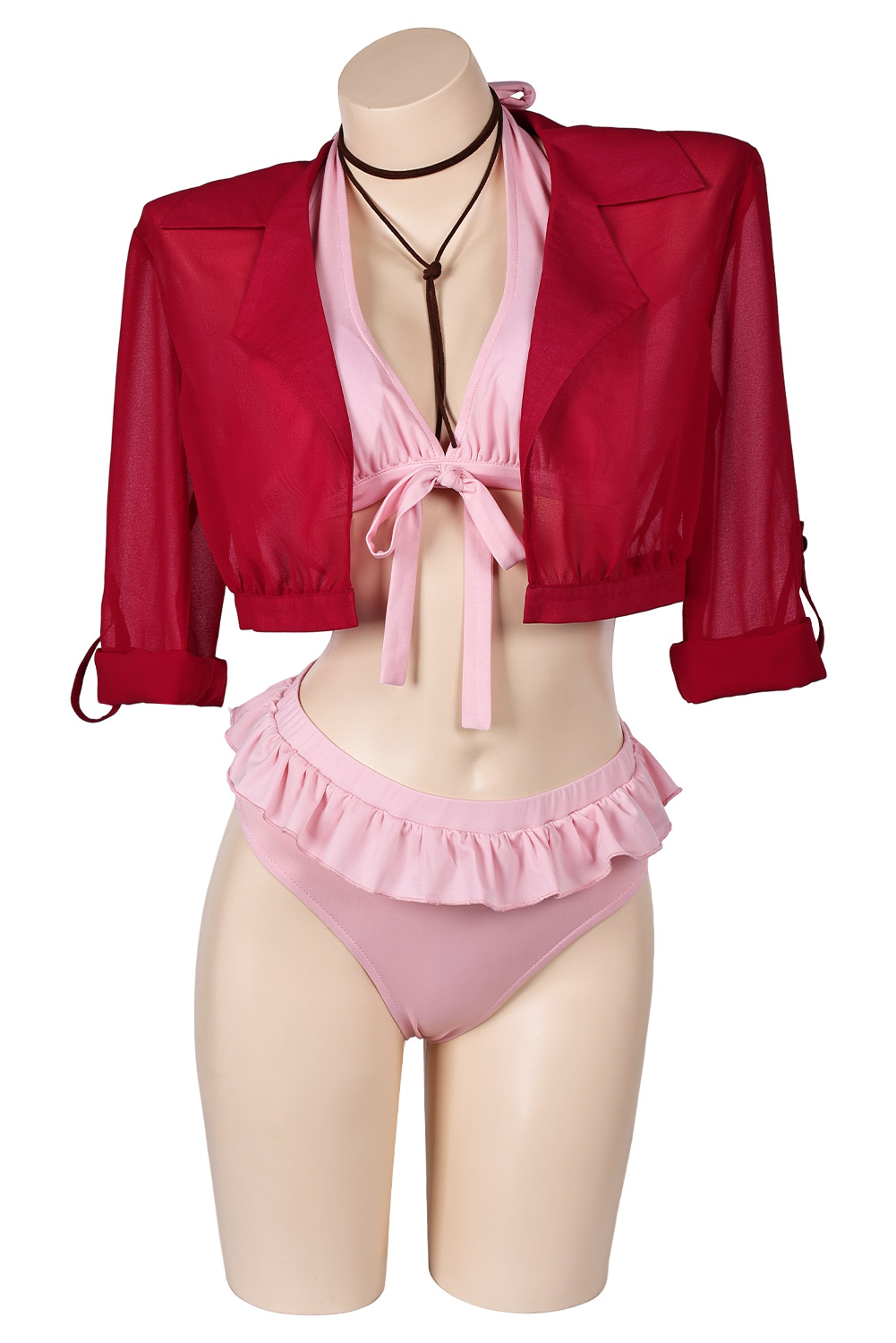 Game Final Fantasy VII Aerith Gainsborough 4 Piece Set Bikinis Swimsuit Outfits Halloween Carnival Suit Cosplay Costume Original Design